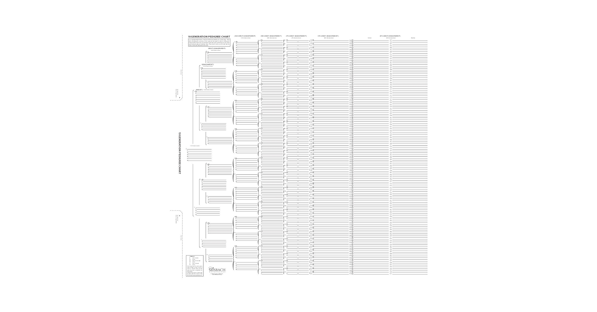 Amazon TreeSeek 15 Generation Pedigree Chart Blank Genealogy Forms For Family History And Ancestry Work Office Products