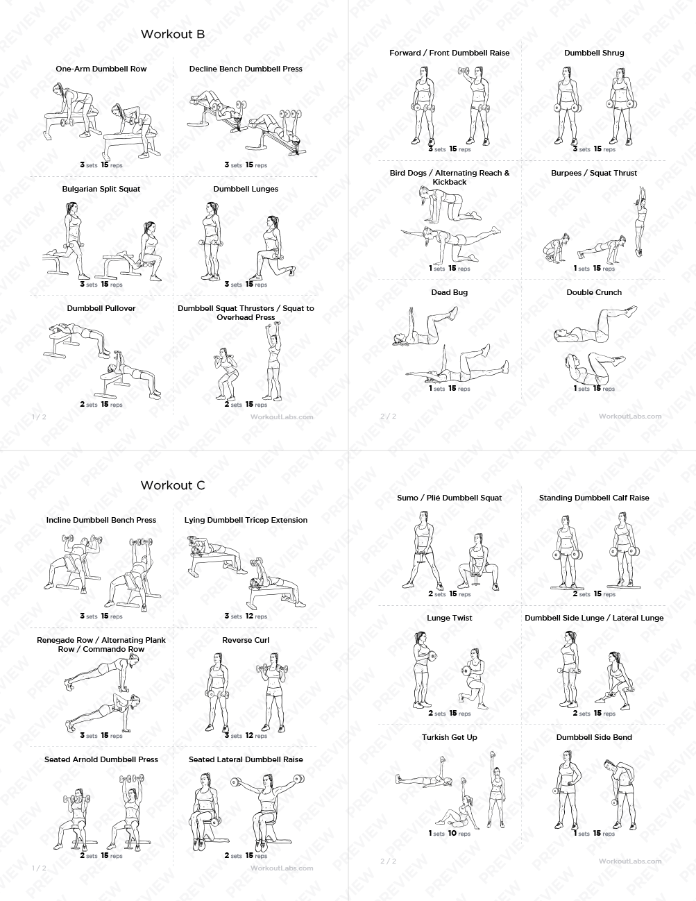 At Home Printable Dumbbell Workout Plan At Home Workout Dumbbell Workout Chart Pdf Dumbbell Workout Chart