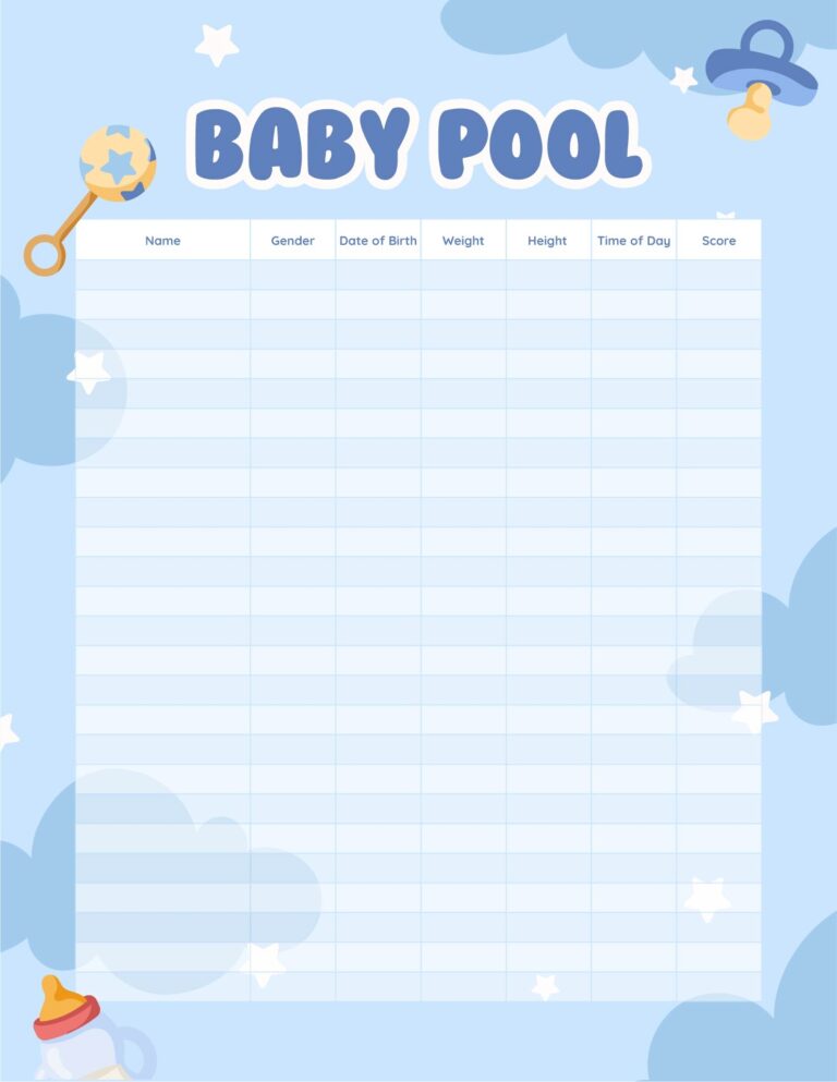 Baby Betting Pool Template 10 Free PDF Printables Printablee