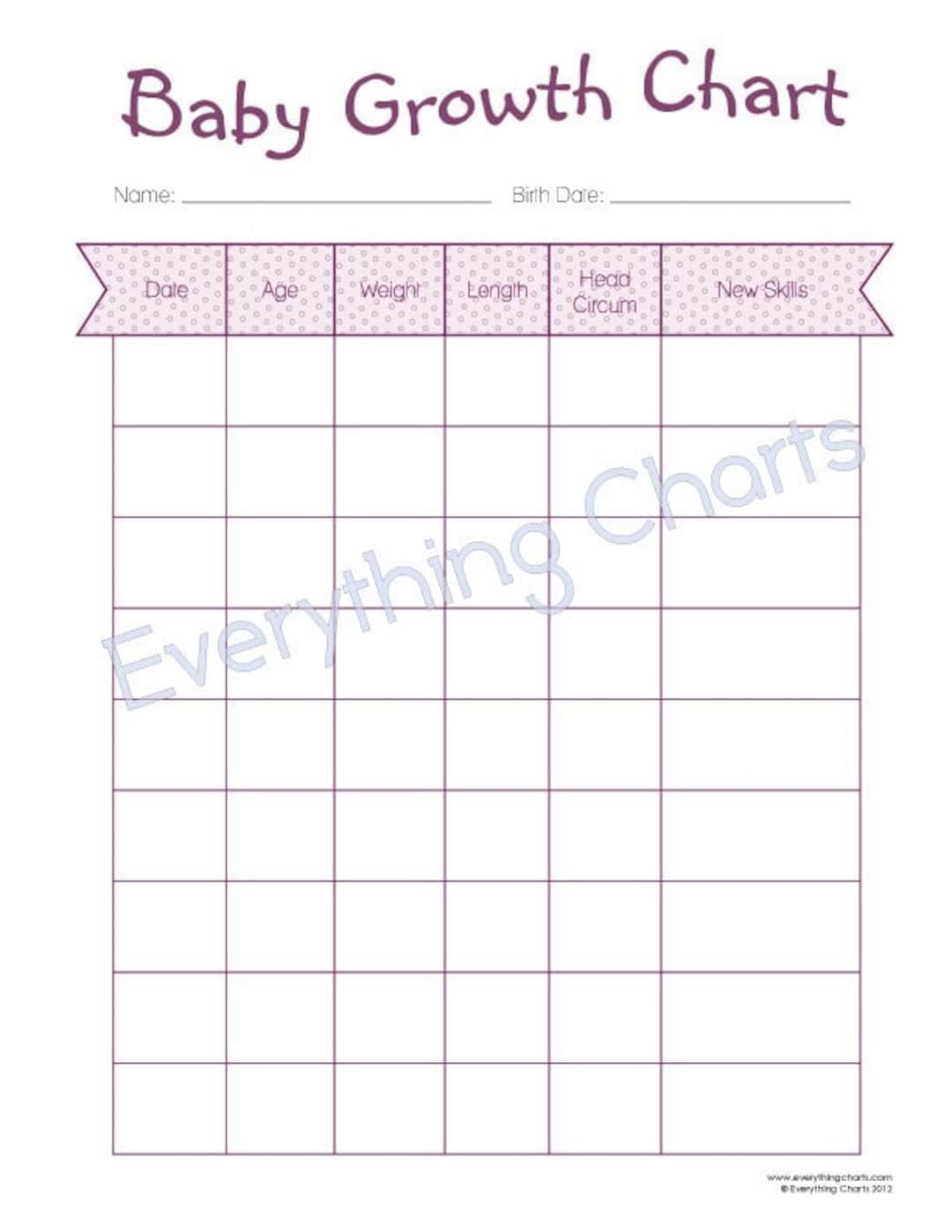 Baby Growth Chart PDF File printable Etsy