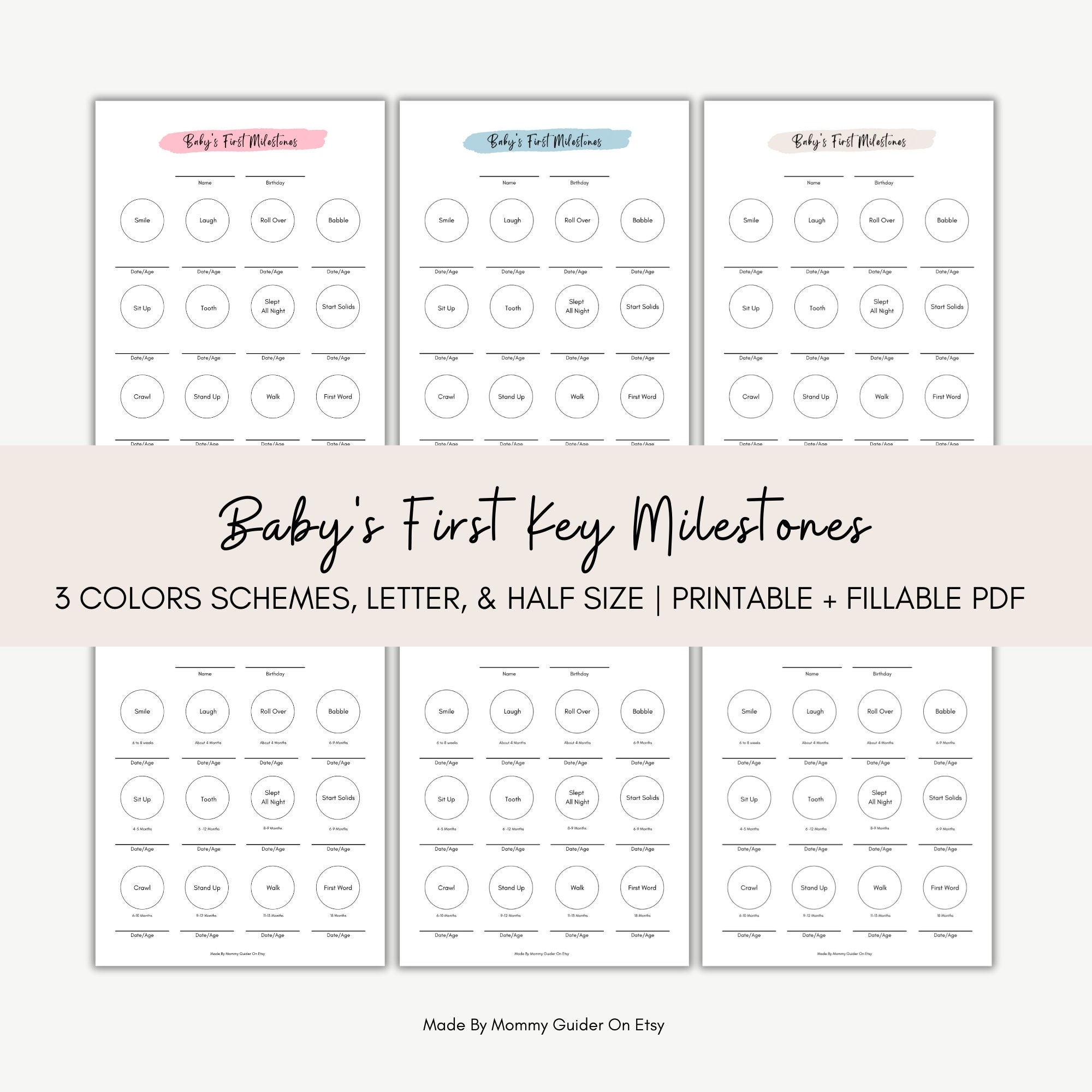 Baby s First Milestones Printable 0 12 Months digital Print Etsy
