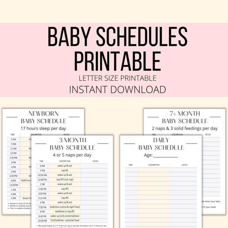 Baby Schedule Printable Baby Schedule Template Fillable PDF Sample Daily Infant Baby Care Schedules Newborn To 1 Year Tracker Planner Log Etsy