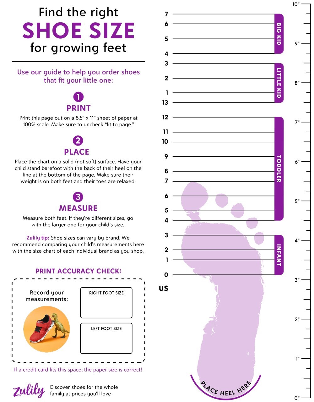 Toddler Shoe Chart Printable