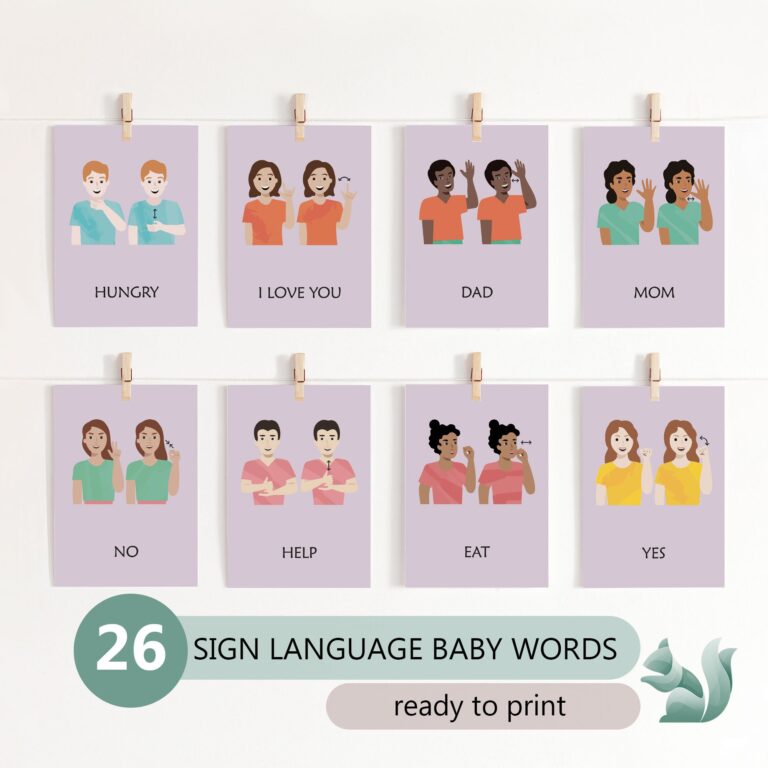 Baby Sign Language Words American Sign Language Baby Words Chart Therapy Office Decor Special Education 3 Part Cards Etsy