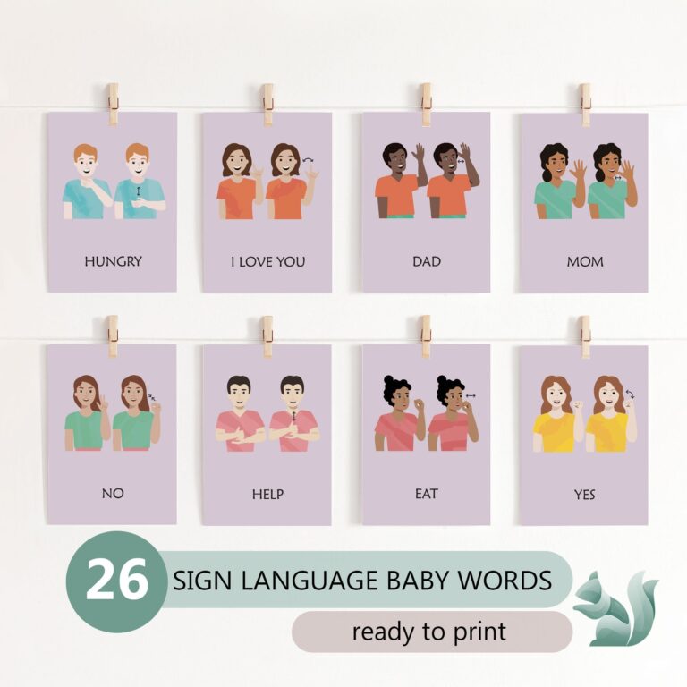 Baby Sign Language Words American Sign Language Baby Words Chart Therapy Office Decor Special Education 3 Part Cards Etsy