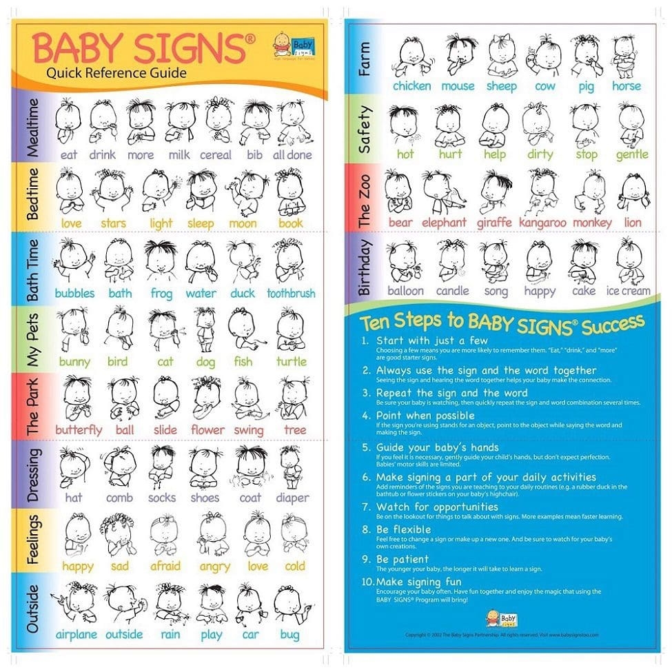 Baby Signs Quick Reference Guide 5 Pack Of Laminated Baby Sign Language Charts With 67 Illustrated Signs Baby Signs 