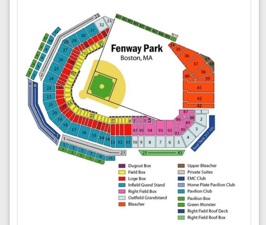 Printable Red Sox Seating Chart
