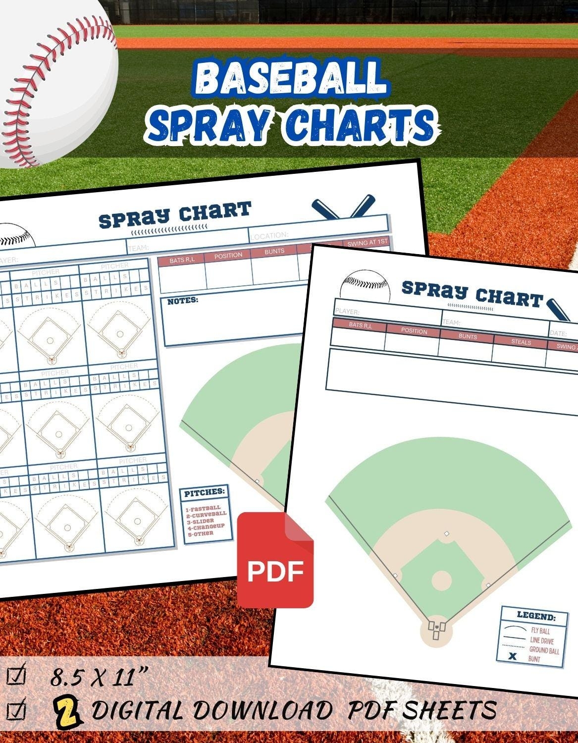 Baseball Spray Charts Etsy