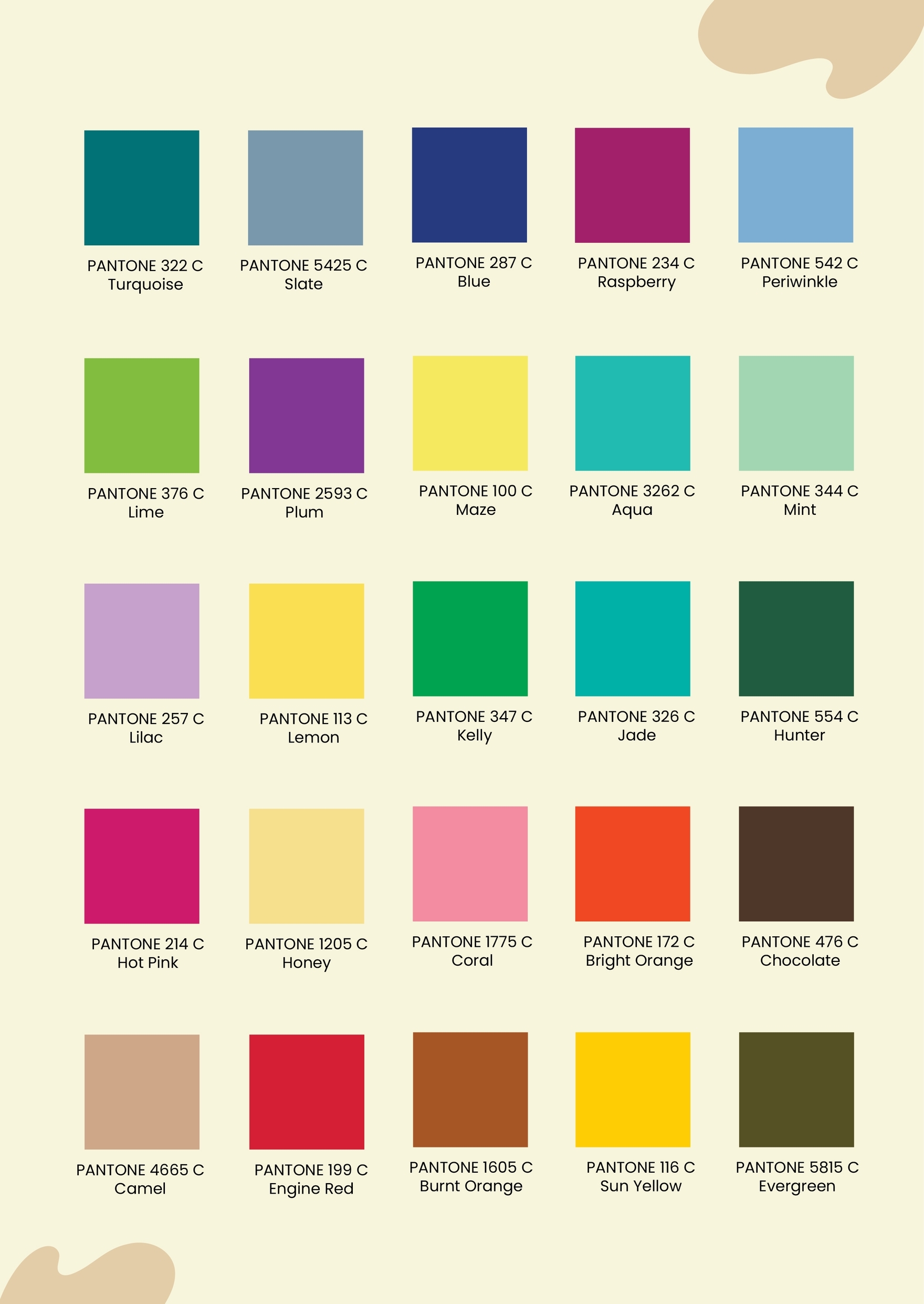 Basic Pantone Color Chart In Illustrator PDF Download Template Basic Pantone Color Chart In Illustrator PDF Download Template
