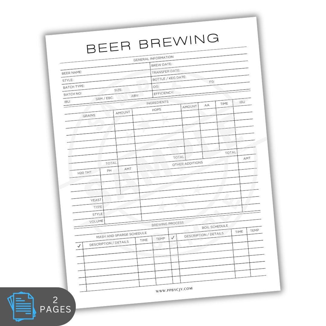Beer Brewing Planner Printable Template Digital Download Homebrew Organizer Brewing Schedule Recipe Tracker Craft Beer Planner Etsy