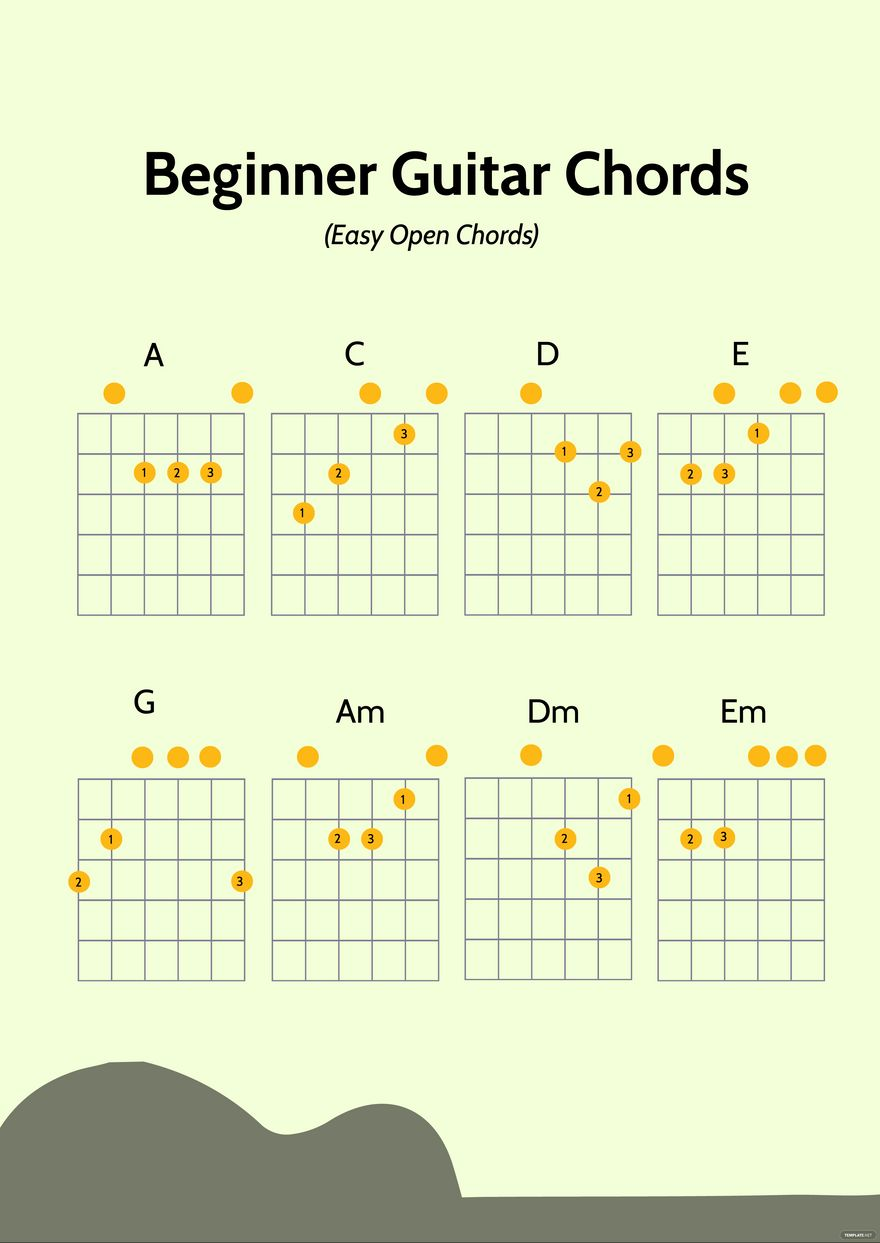 Beginner Guitar Chords Chart In Illustrator PDF Download Template Beginner Guitar Chords Chart In Illustrator PDF Download Template