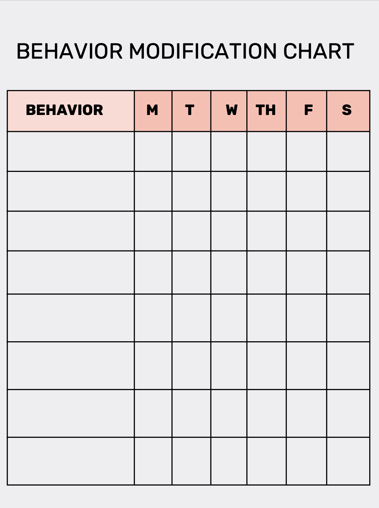 Behavior Modification Chart Free Printable Goally