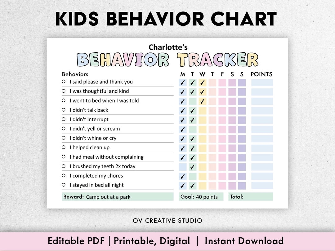Printable Kids Behavior Chart