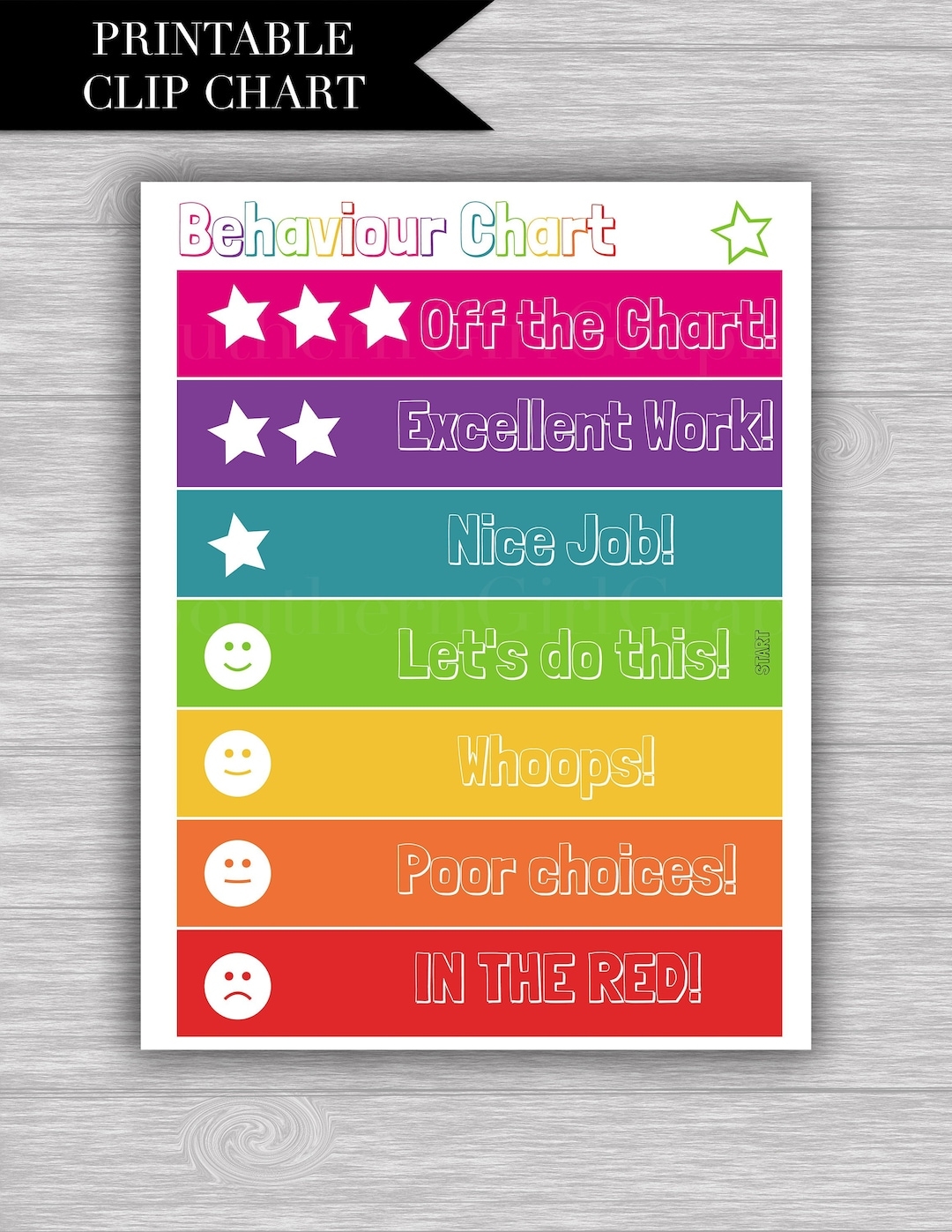Behaviour Chart Clothespin Printable Download behaviour CLIP Chart Behaviour Reward Clip Clothespin Chart For Kids Etsy