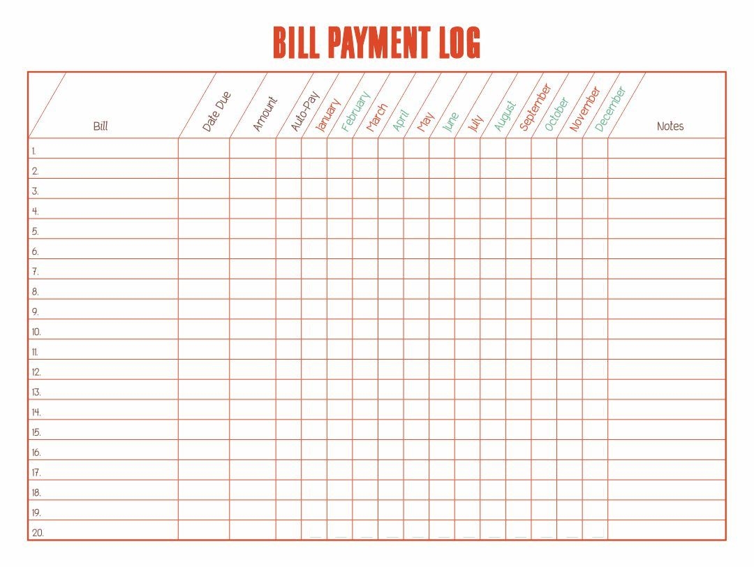 Bill Payment Chart 10 Free PDF Printables Printablee Bill Payment Chart 10 Free PDF Printables Printablee