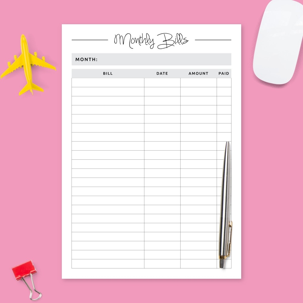 Bill Tracker Templates Download Printable PDF Printsbery