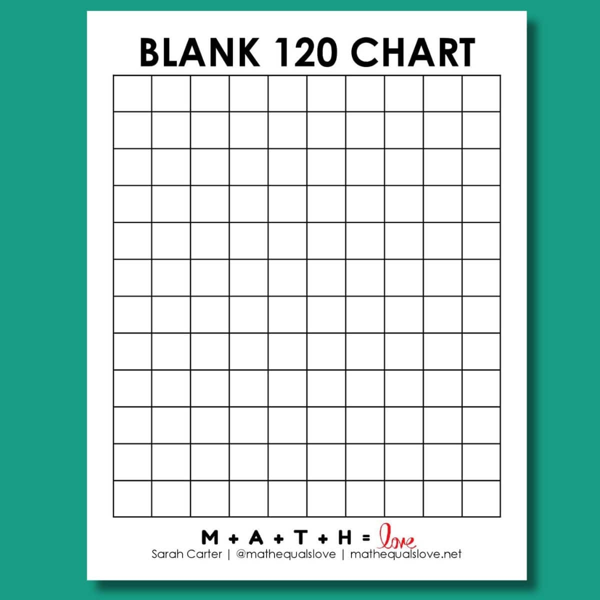 Blank 120 Chart Free Printable PDF Blank 120 Chart Free Printable PDF