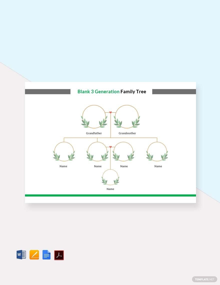 Blank 3 Generation Family Tree Template In Word Pages PDF Google Docs Download Template