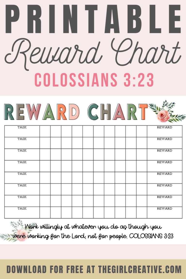 Blank Reward Chart Printable The Girl Creative