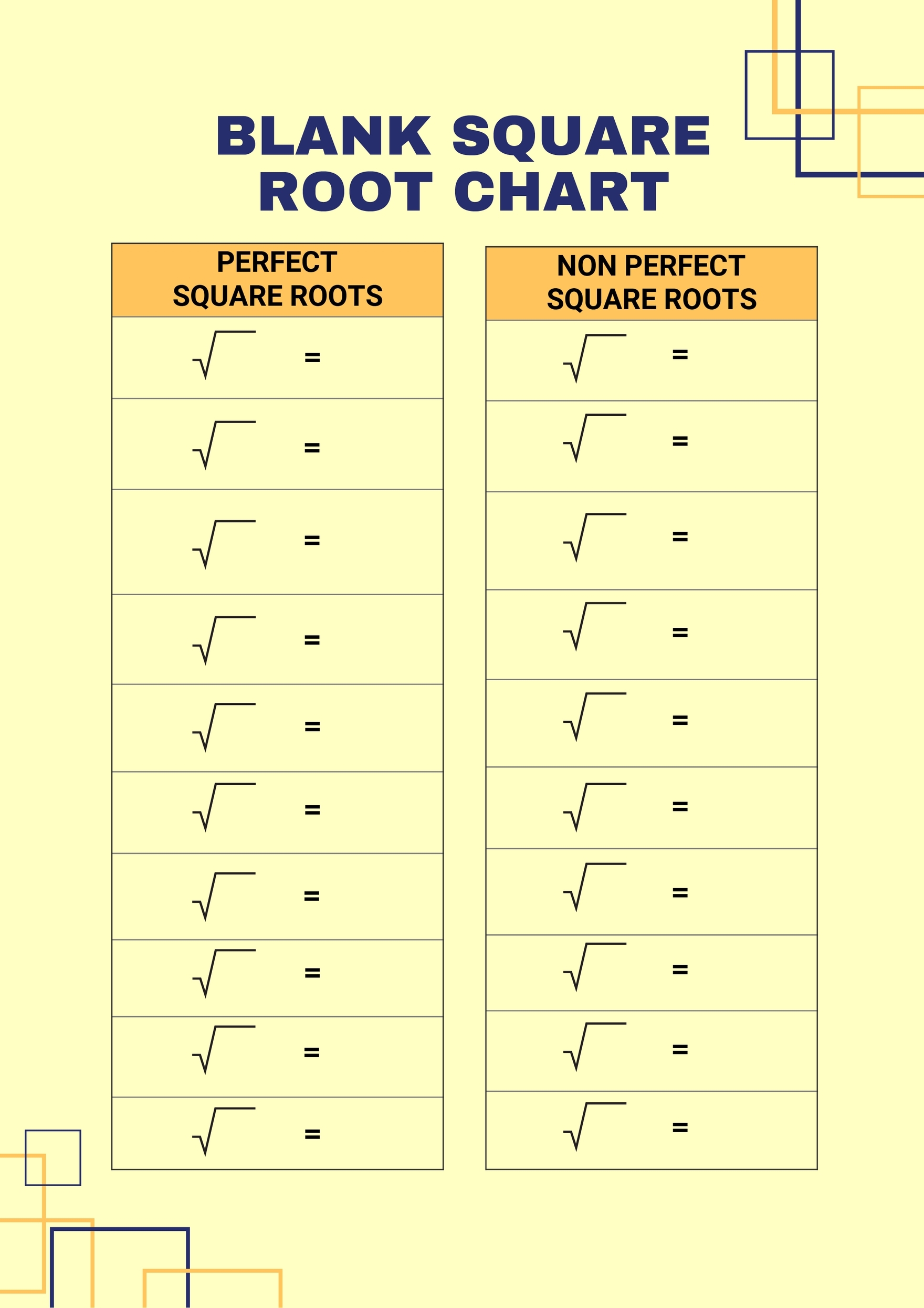 Blank Square Root Chart In Illustrator PDF Download Template Blank Square Root Chart In Illustrator PDF Download Template