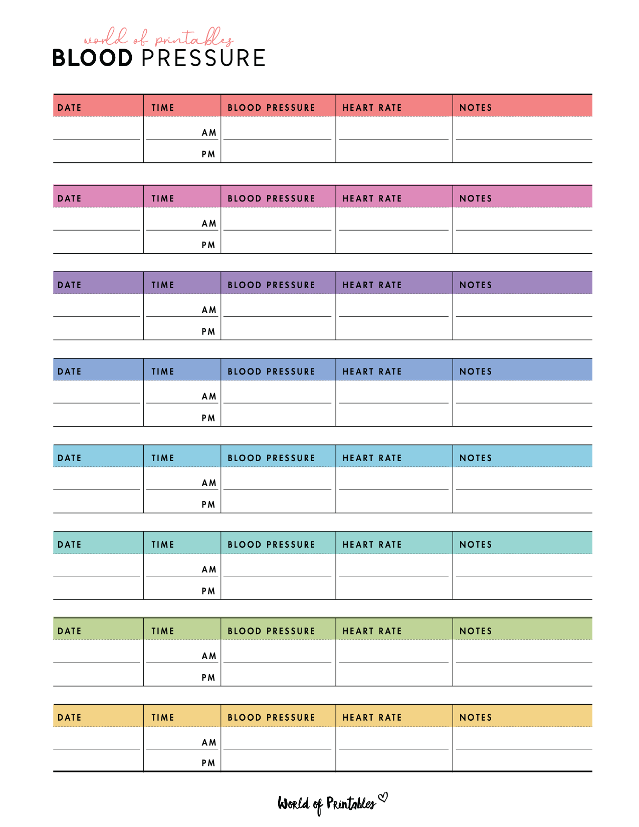 Blood Pressure Trackers World Of Printables