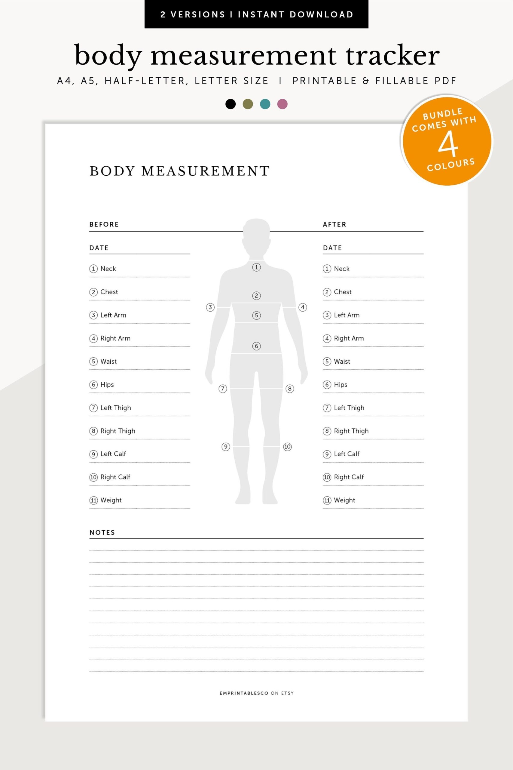 Body Size Measurement Chart Men Etsy
