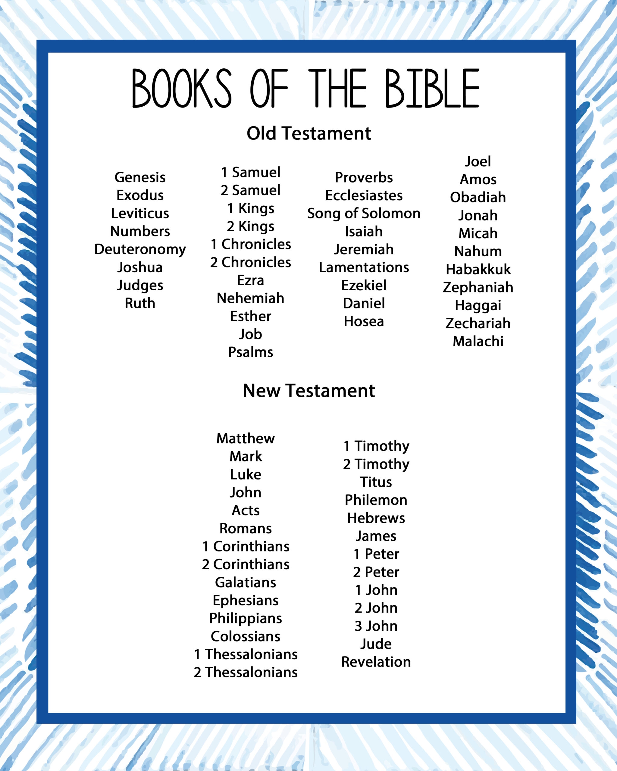 Books Of The Bible Free Printable Printable Design Resources