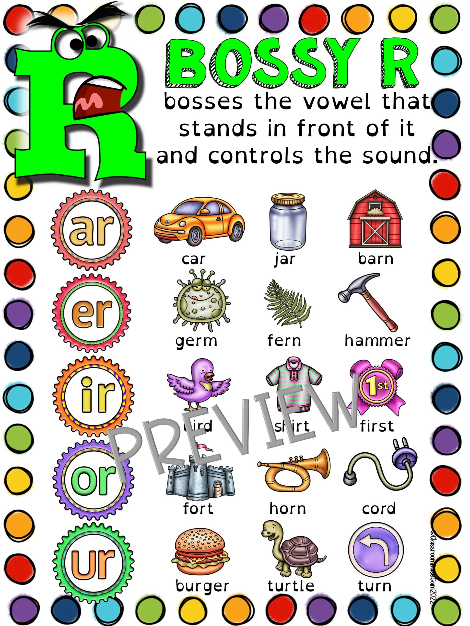 Bossy R Controlled Vowels Orton Gillingham AR ER IR OR UR Made By Teachers