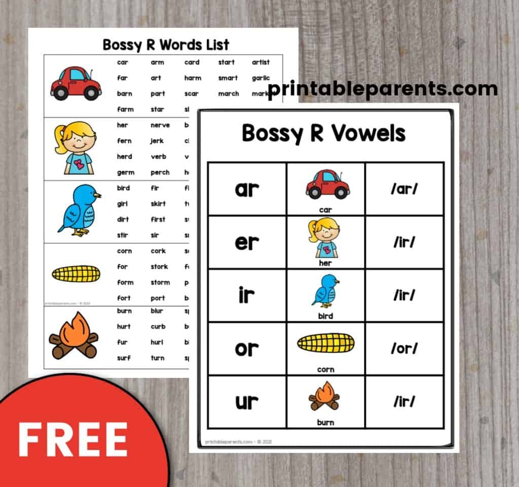 Bossy R Words Printable Parents