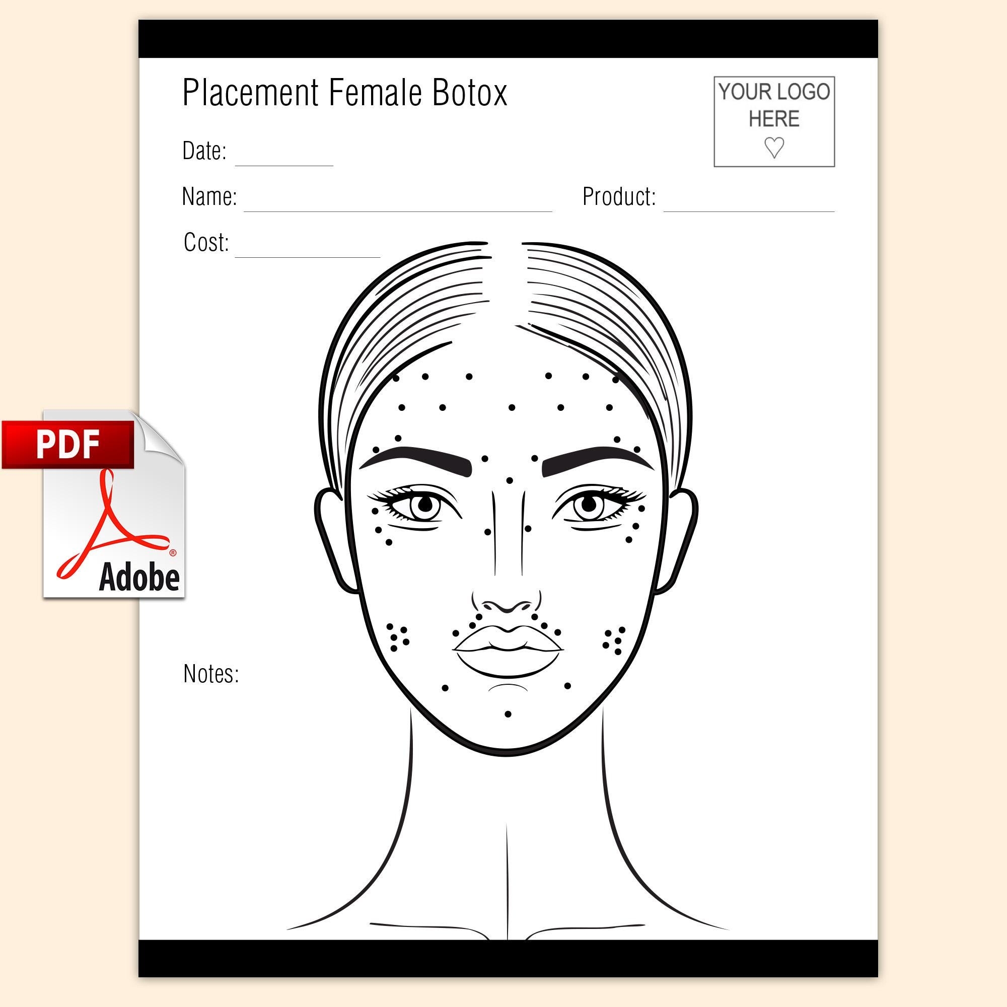 Botox Face Chart Etsy Botox Face Chart Etsy