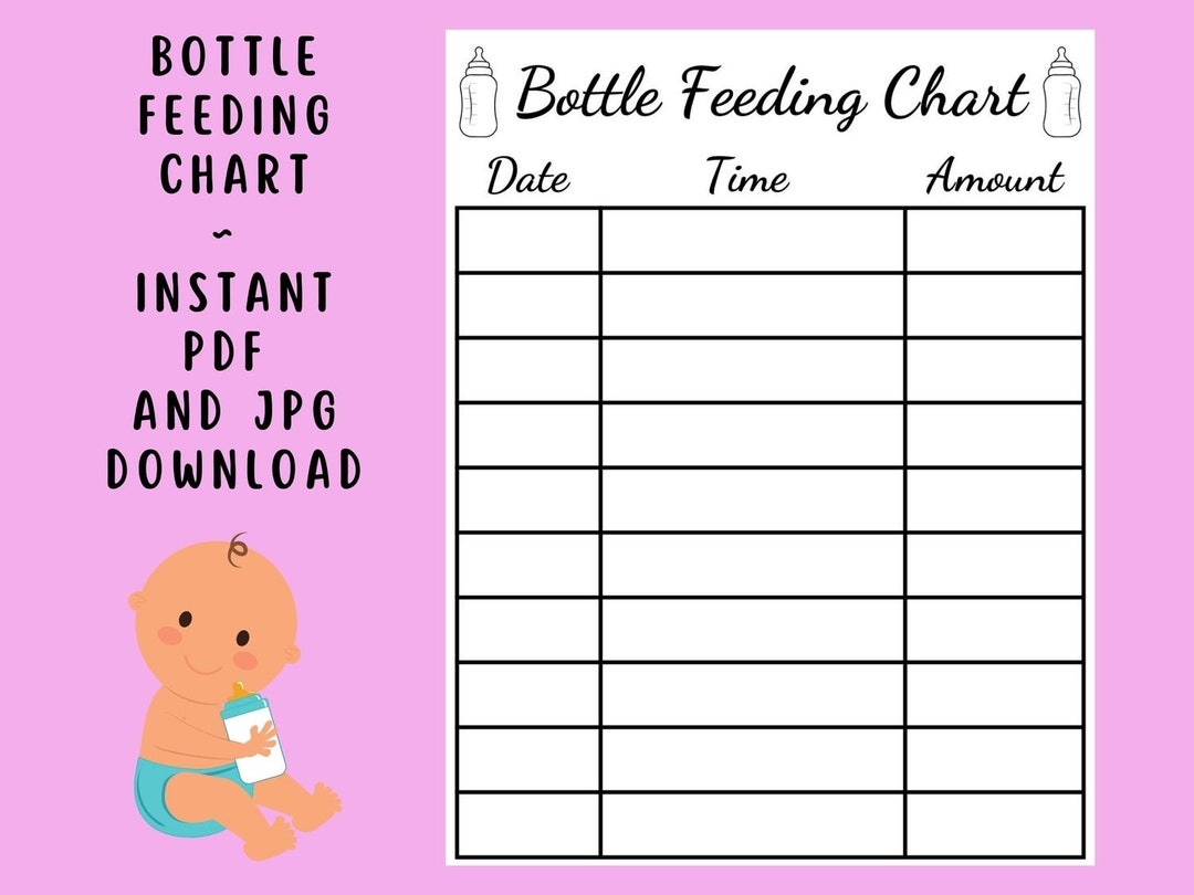 Bottle Feeding Chart Etsy Bottle Feeding Chart Etsy