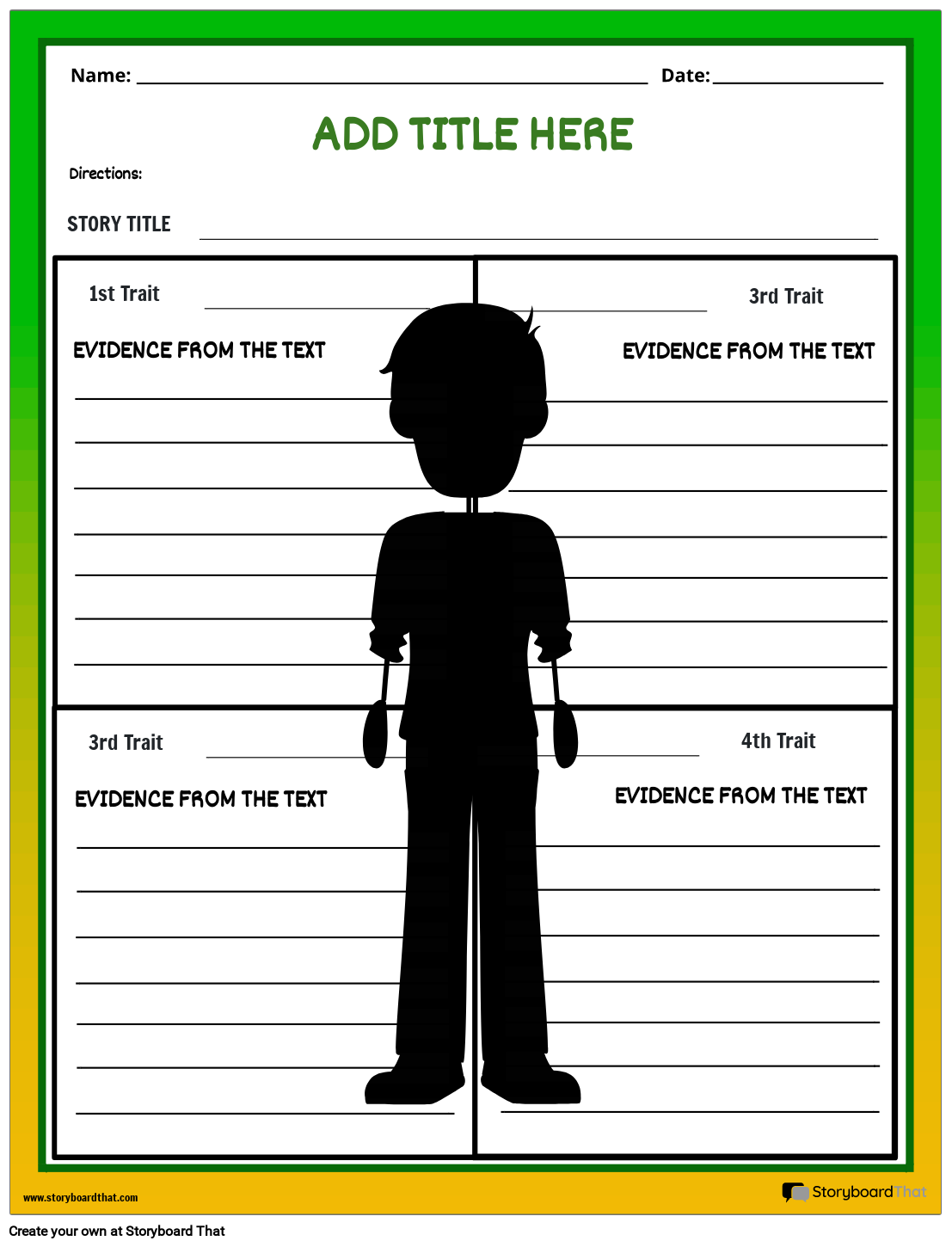Character Traits Graphic Organizer Worksheet Storyboard