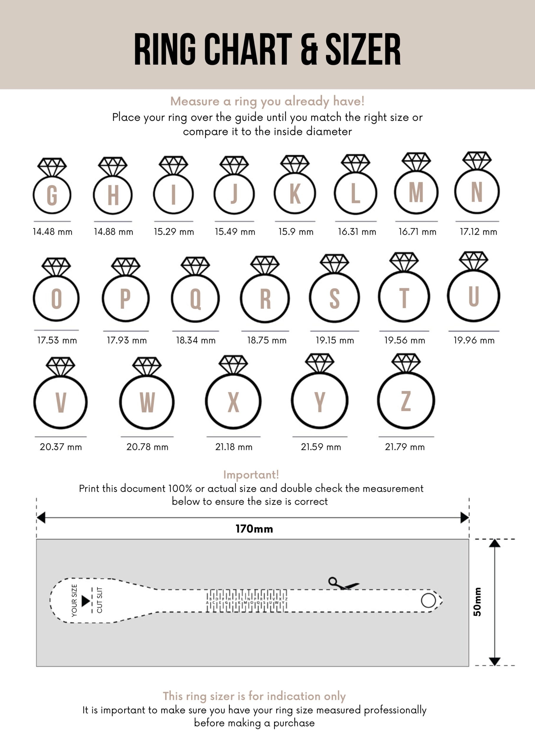 Chart Pandora 44 Ring Size Printable Ring Sizer How To Tell What Size My Pandora Ring