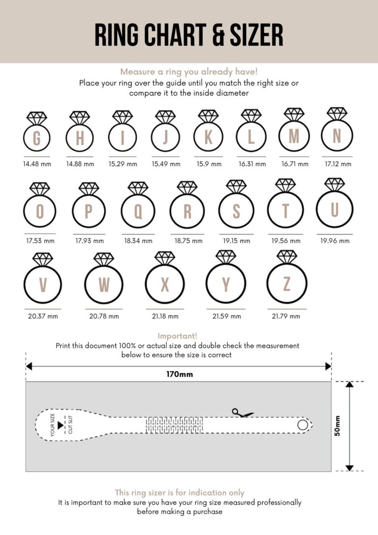 Chart Pandora 44 Ring Size Printable Ring Sizer How To Tell What Size My Pandora Ring