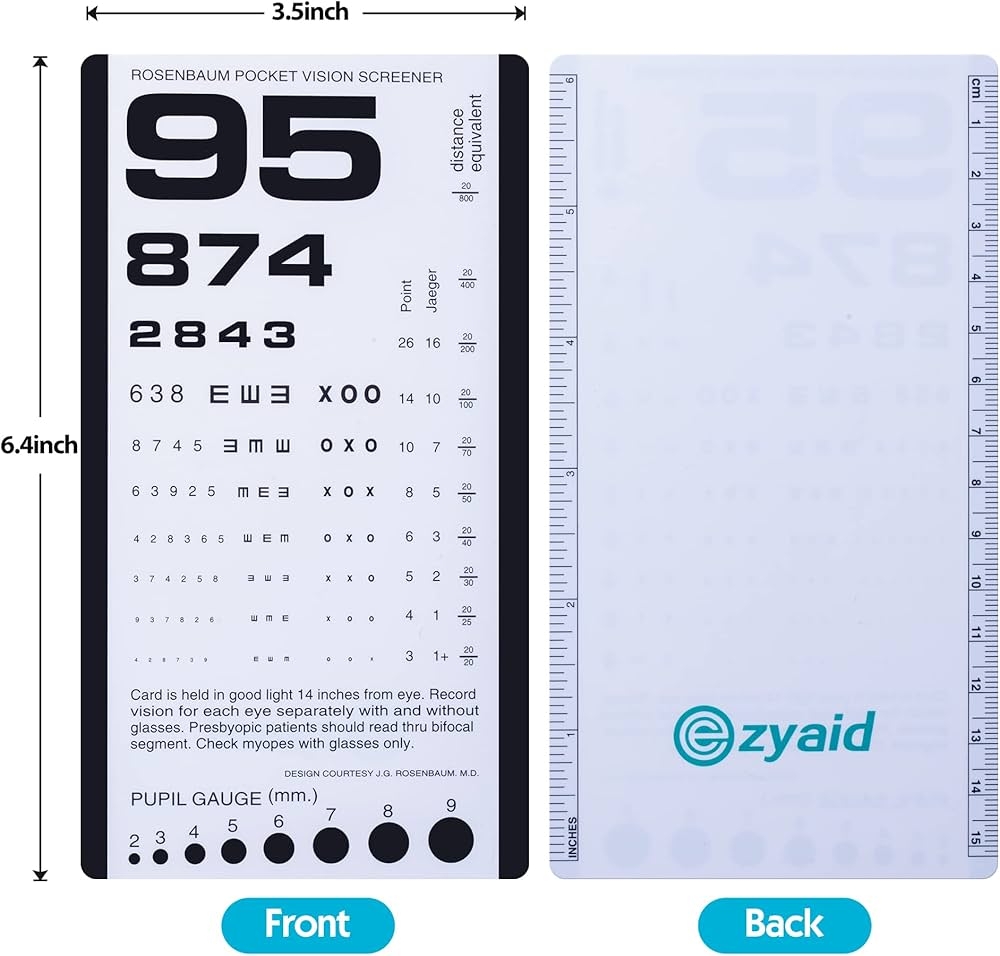 Chart Printable PDF 2 Pack S Snellen Rosenbaum With Occluder Pointer Pocket Eye Chart