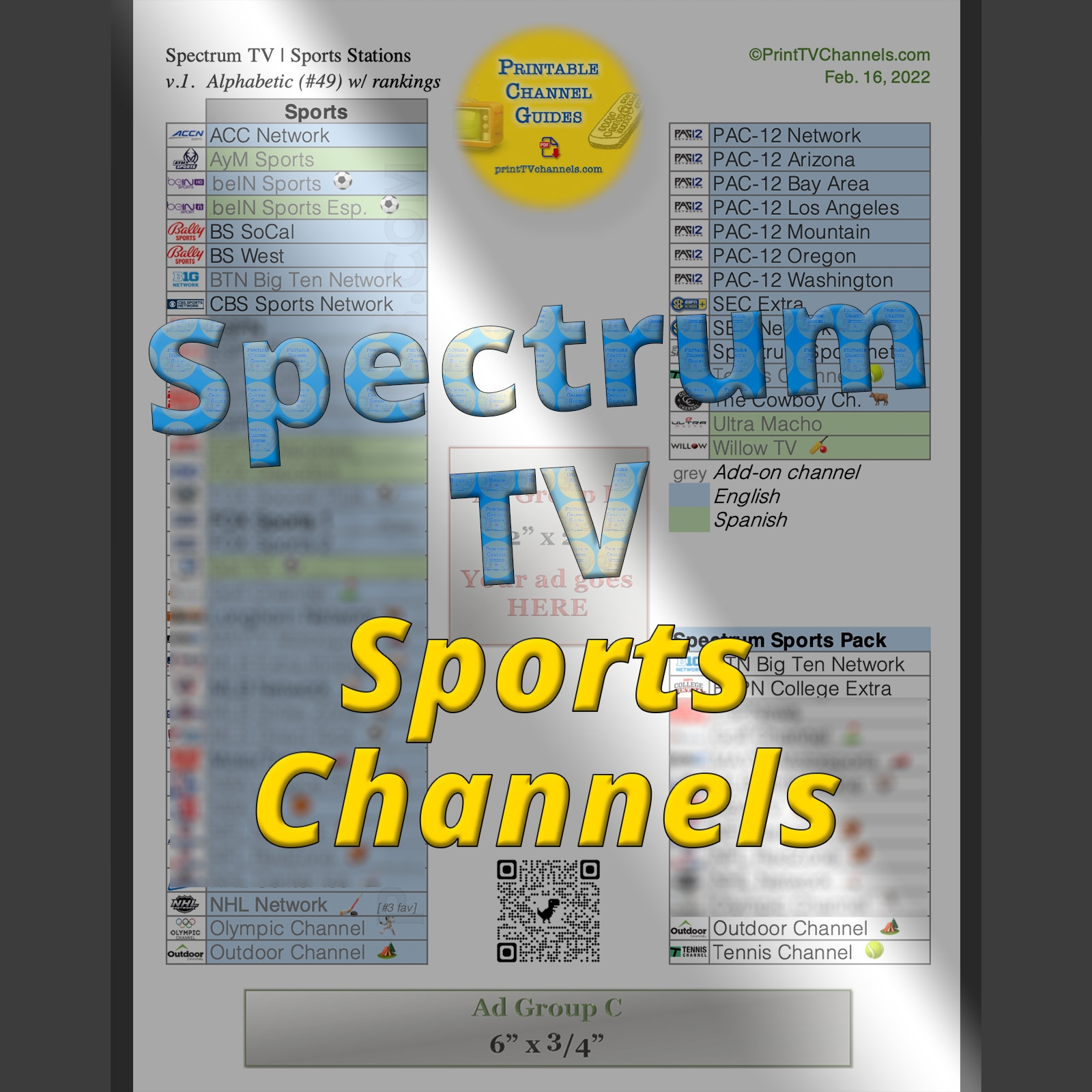 Charter Spectrum Printable Channel Lineup