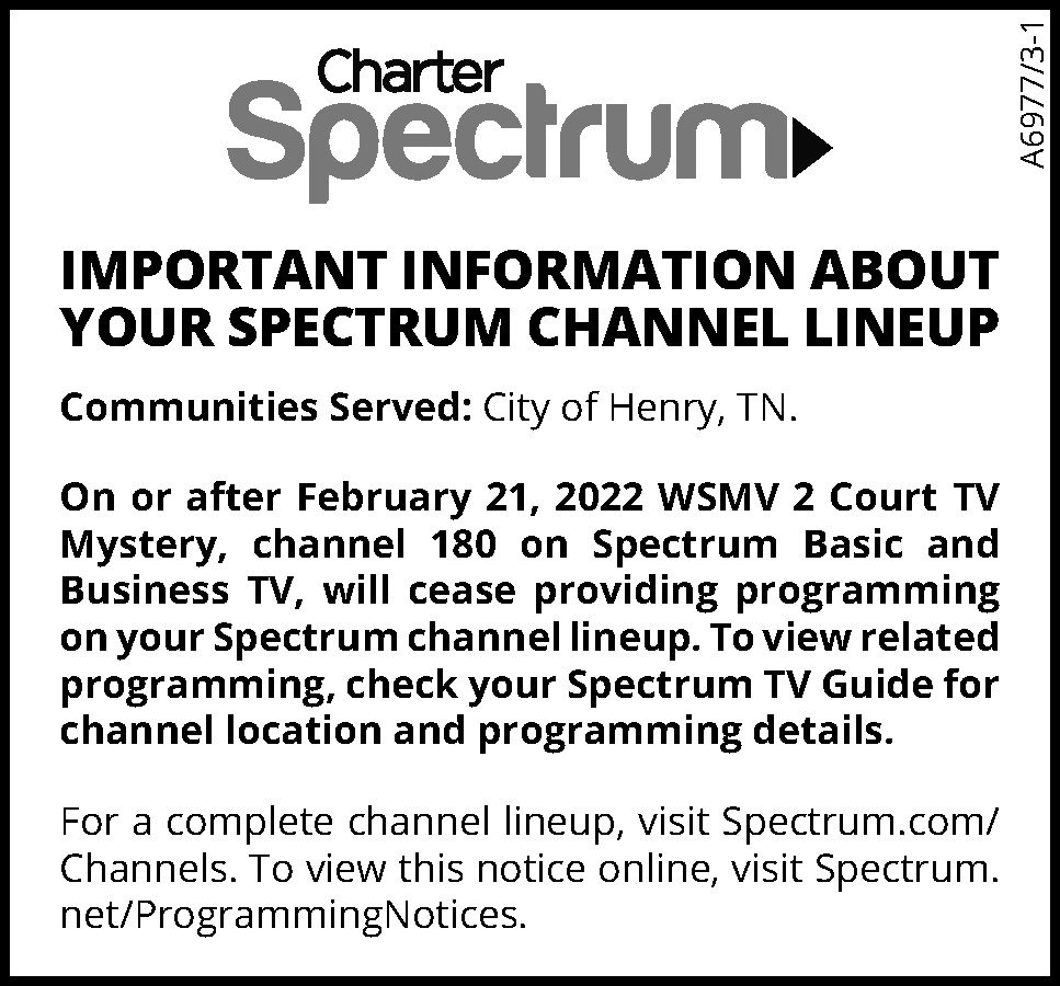Charter Spectrum Channel Lineup Change The Mckenzie Banner