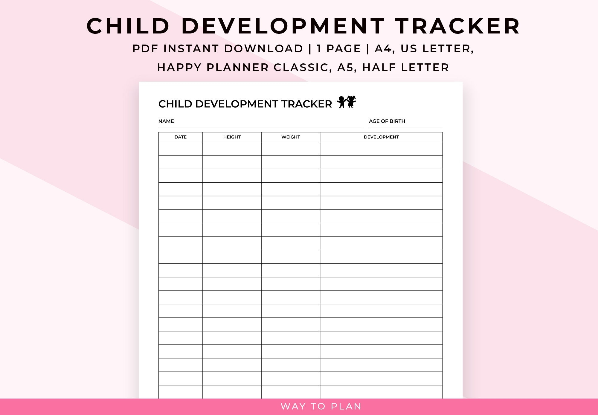 Child Development Tracker Printable Kid Growth Progress Tracking Chart Baby Weight And Height Record Log Sheet Happy Planner Insert PDF Etsy