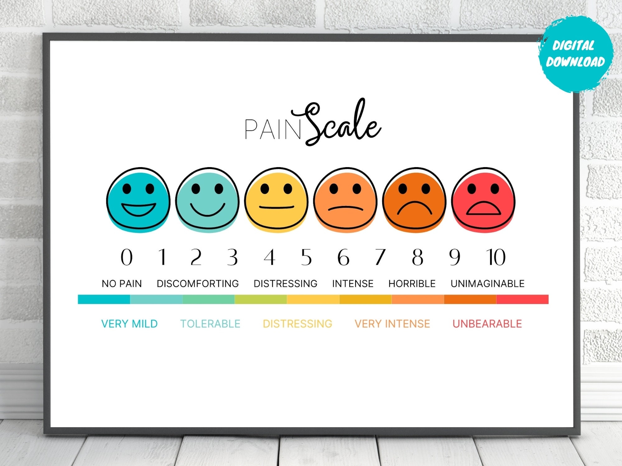 Child Pain Scale Poster Landscape Emotions Chart digital Download Etsy