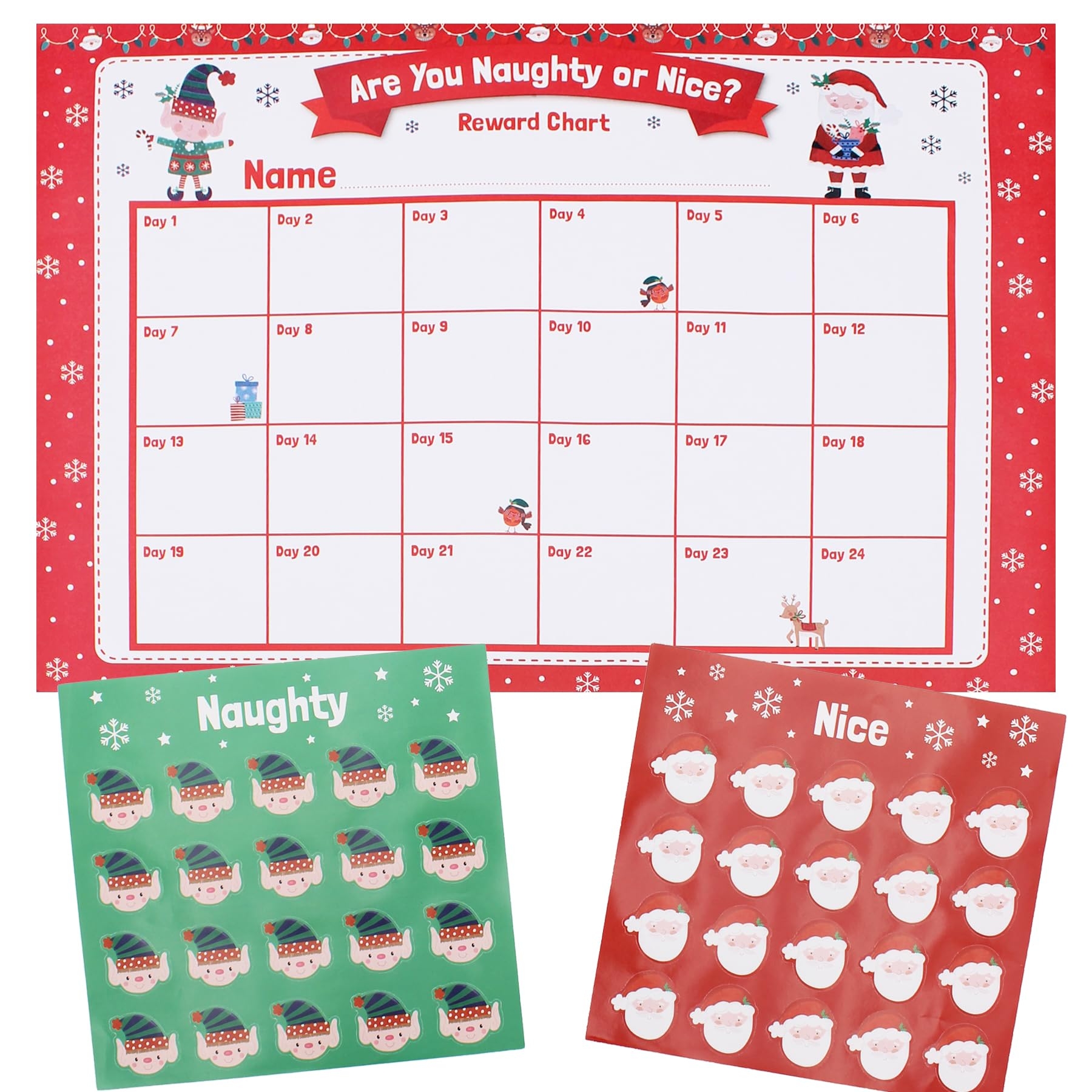 Children s Naughty Or Nice Reward Chart 40 Stickers Christmas Sticker Countdown Sticker Chart Good Bad Behaviour 3723 Amazon ie Toys Games