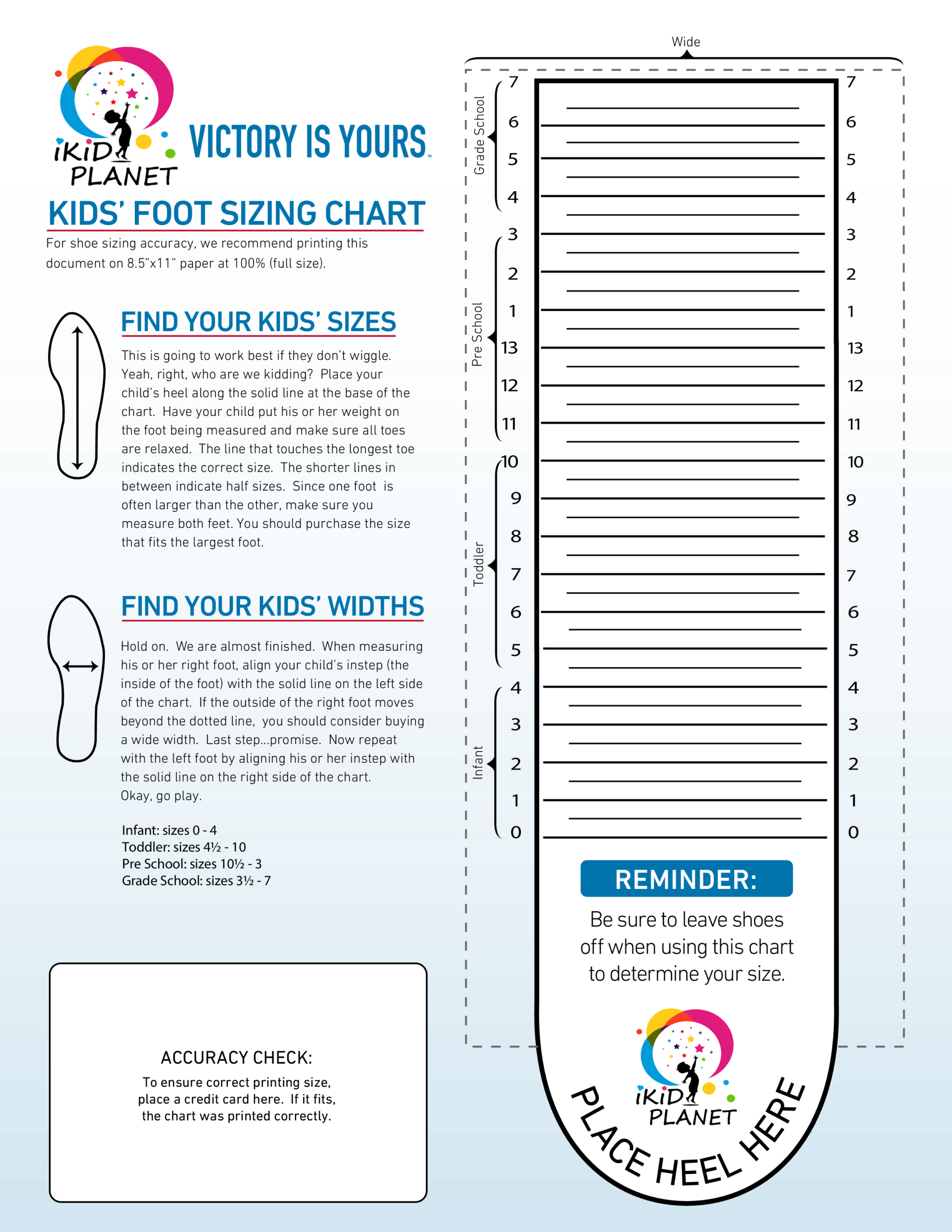 Children s Shoe Size Measurement Chart Outlet