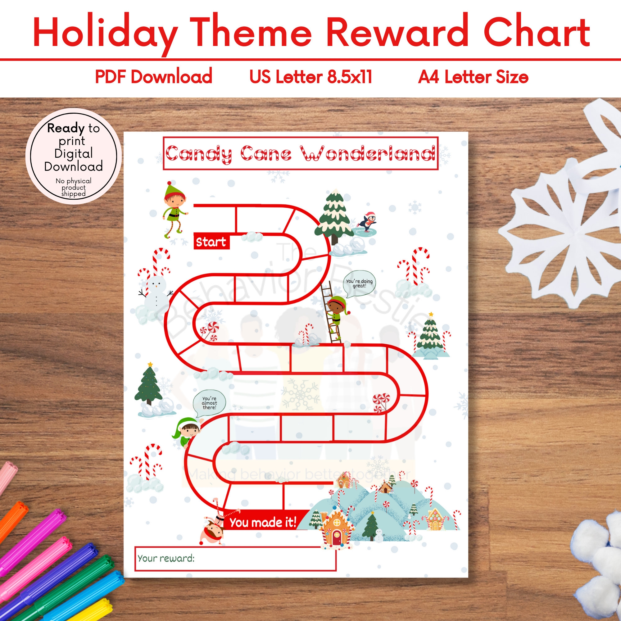 Christmas Reward Chart Holiday Behavior Tracker digital Download Etsy