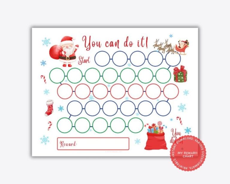Christmas Reward Chart Printable Santa Sticker Chart PDF Etsy