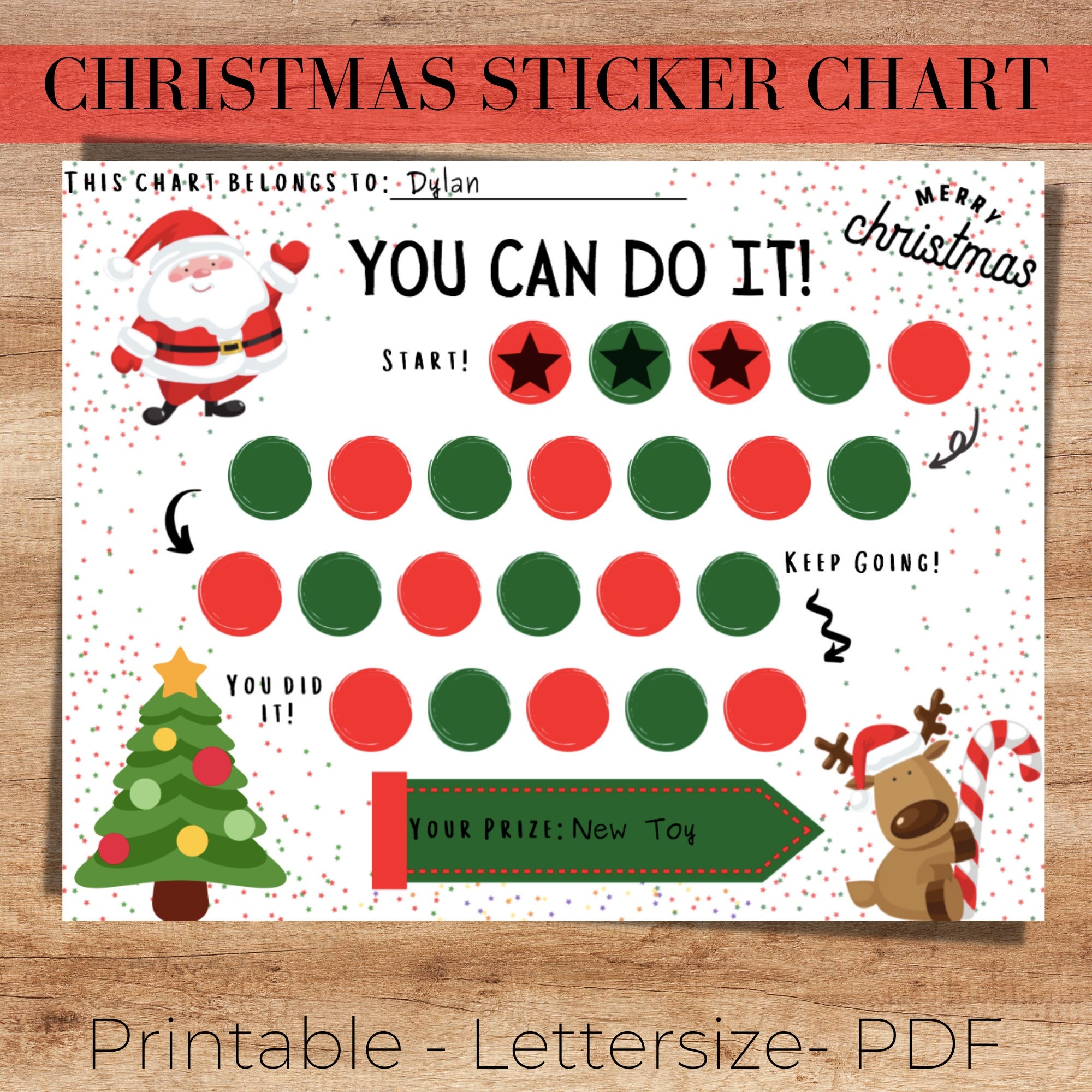 Christmas Sticker Reward Chart Kids Potty Training PDF Printable Etsy