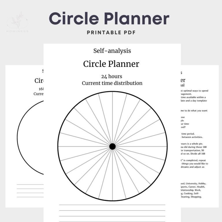Circle Planner Template Pie Chart Of Time Printable Daily Circle Planner Time Management Coaching Worksheet Goal Plan PDF Digital Download Etsy