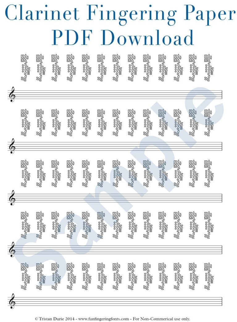 Clarinet Fingering Paper Download And Printable PDF Great For Clarinetists And Teachers Etsy