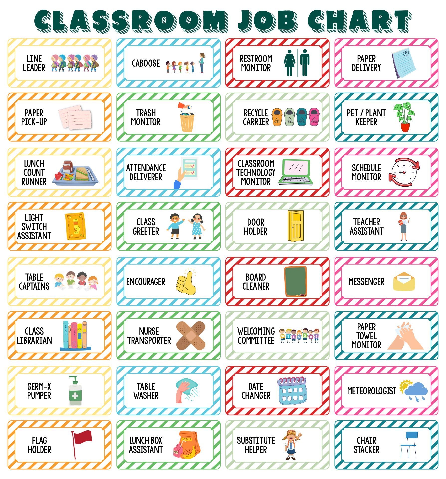 Free Classroom Job Chart Printables