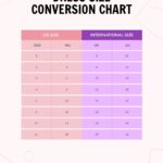 Clothing Size Conversion Chart In PDF Illustrator Download Template