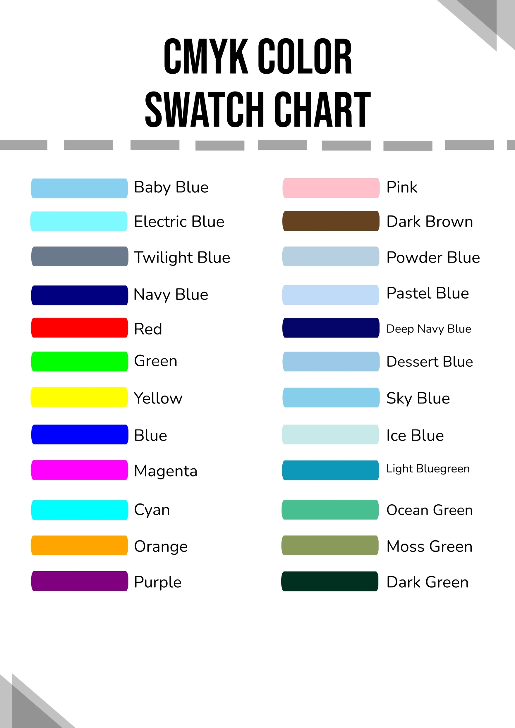CMYK Color Swatch Chart In Illustrator PDF Download Template