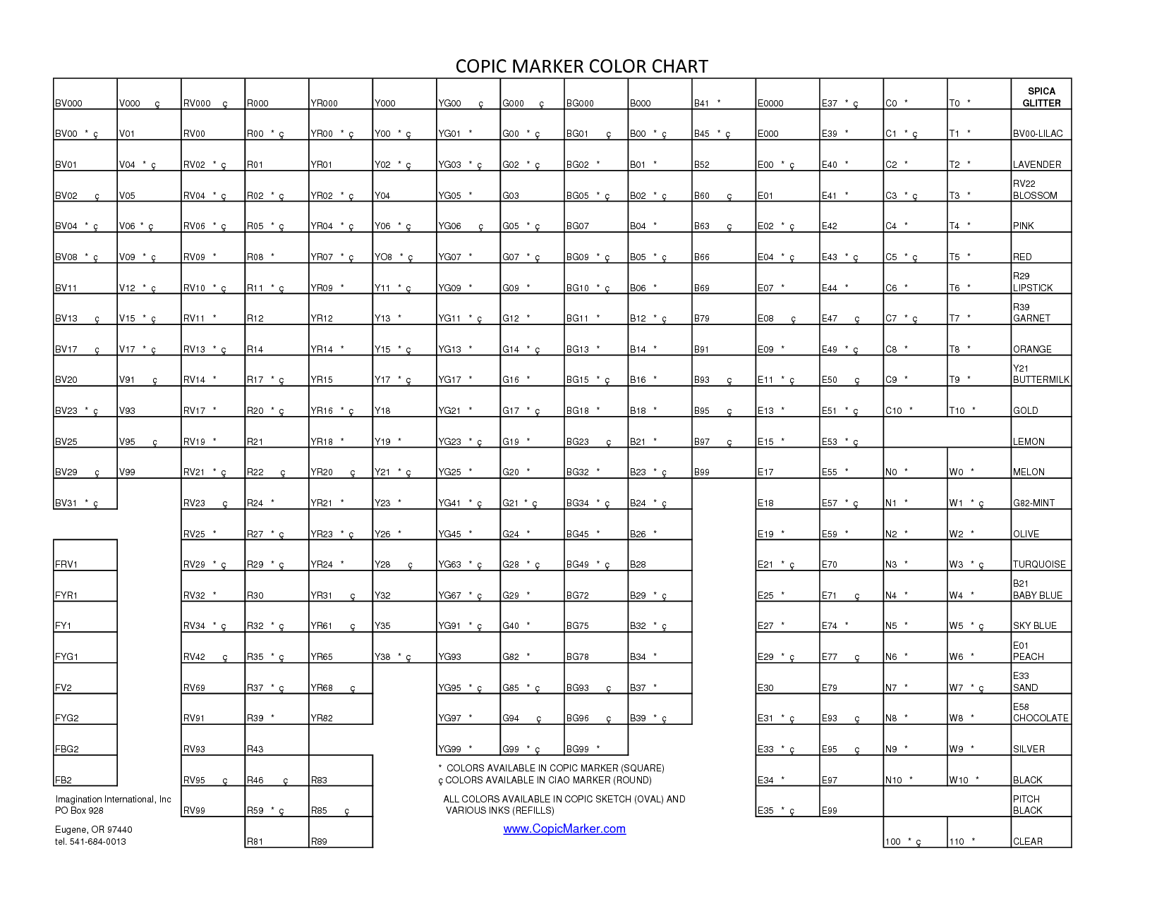 Marker Color Chart Blank Printable Marker Color Chart Blank Printable
